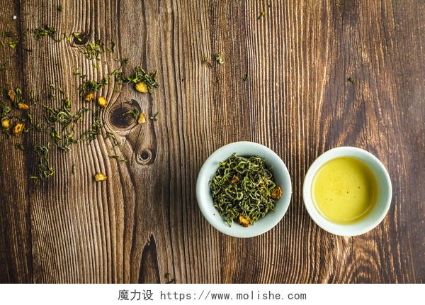 茶餐厅春季茶水绿茶背景图片